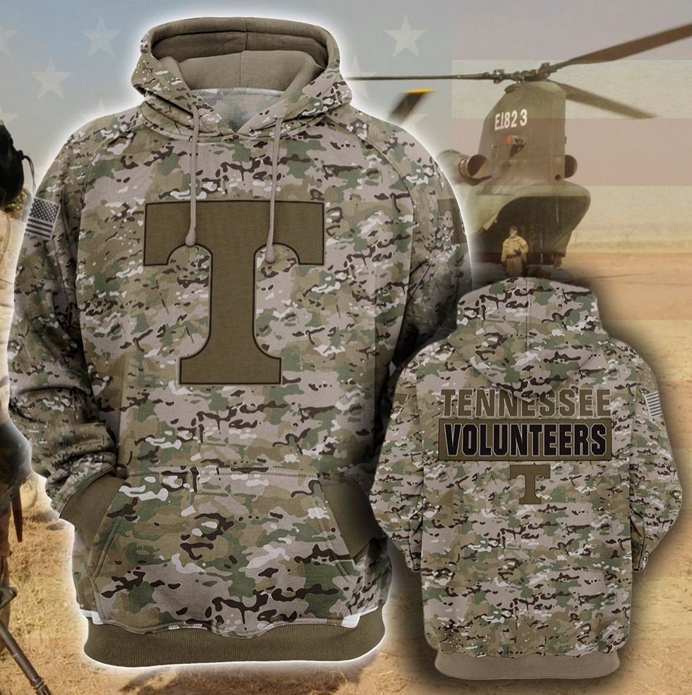 Army camo Tennessee Volunteers all over printed 3D hoodie
