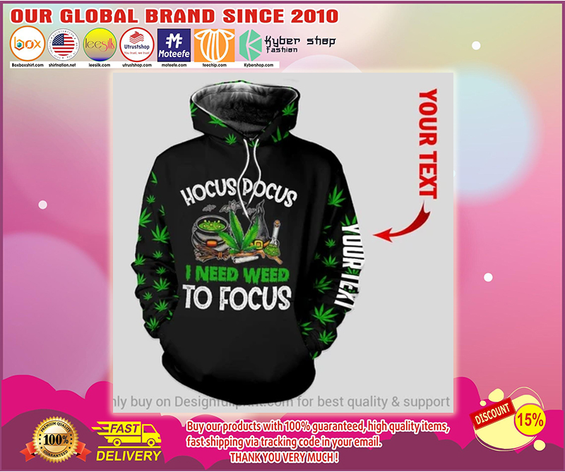 Hocus Pocus I need weed to focus custom personalized name 3d hoodie 2