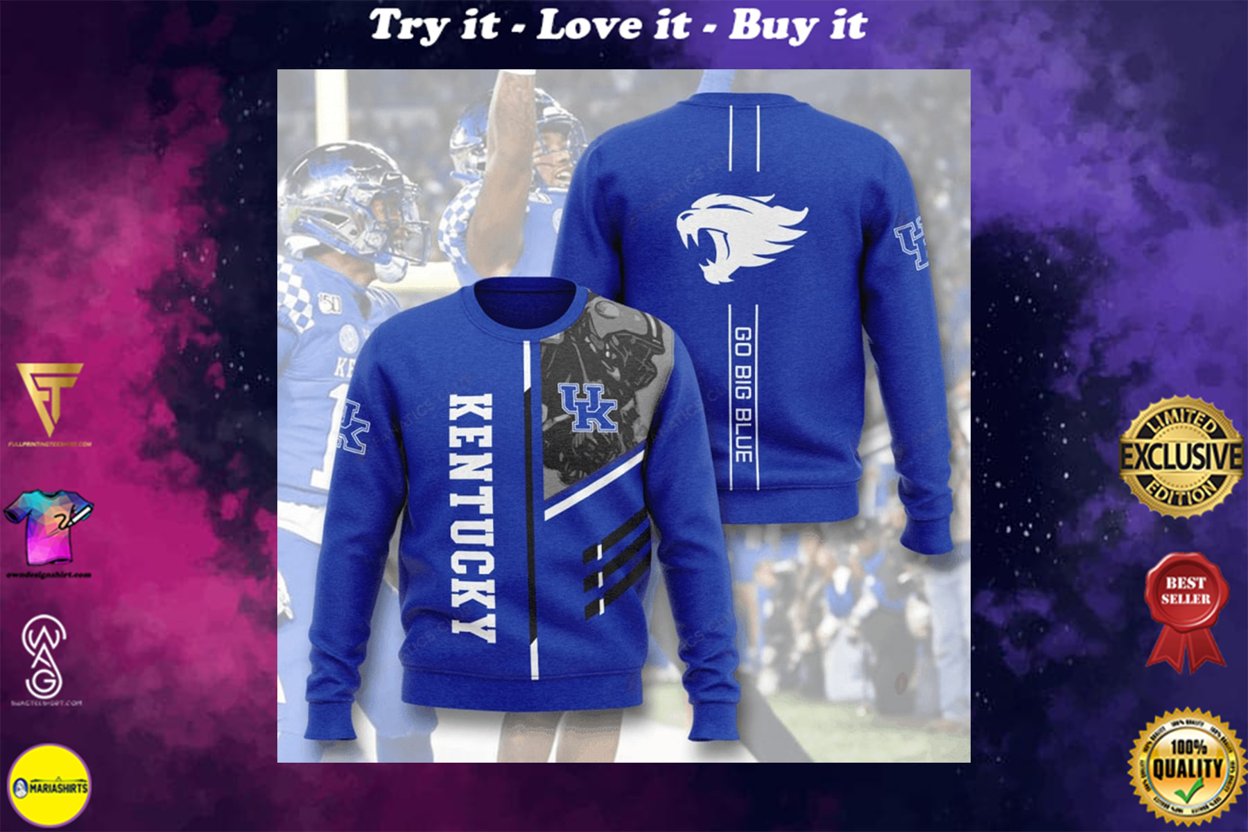 [special edition] kentucky wildcats go big blue full printing ugly sweater – maria