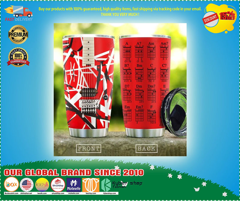 Red Guitar Chord Stainless Steel Tumbler 4