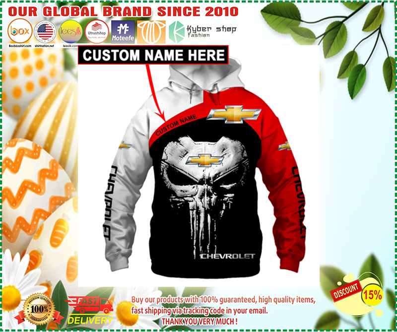 Skull Chevrolet 3d hoodie custom personalized name 1