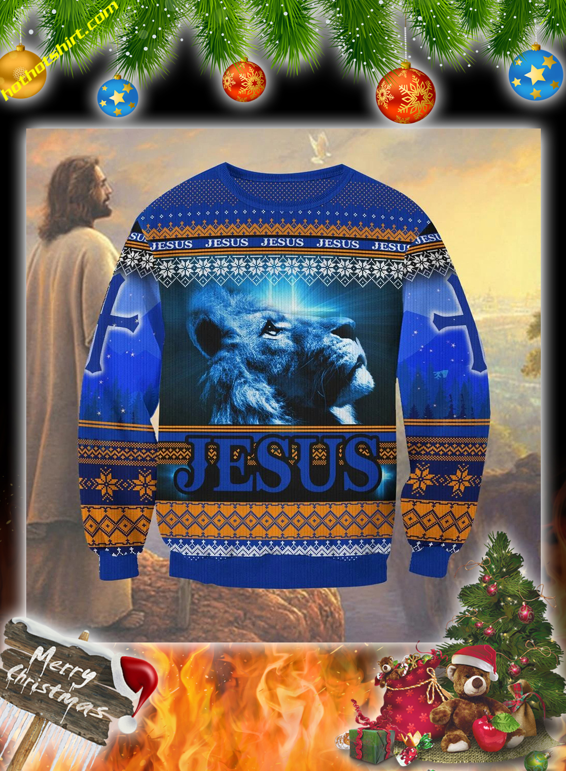 Lion jesus 3d christmas sweatshirt