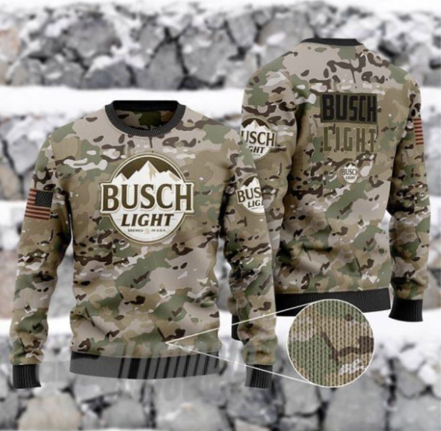 Camo army Busch Light 3D ugly sweater