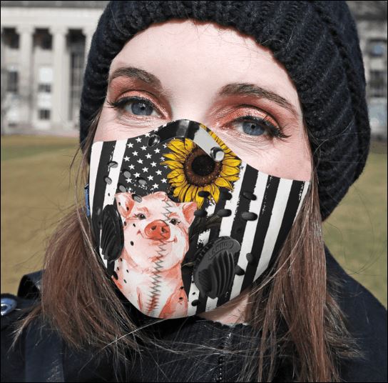 Sunflower and cute pig American flag filter activated carbon Pm 2.5 Fm face mask