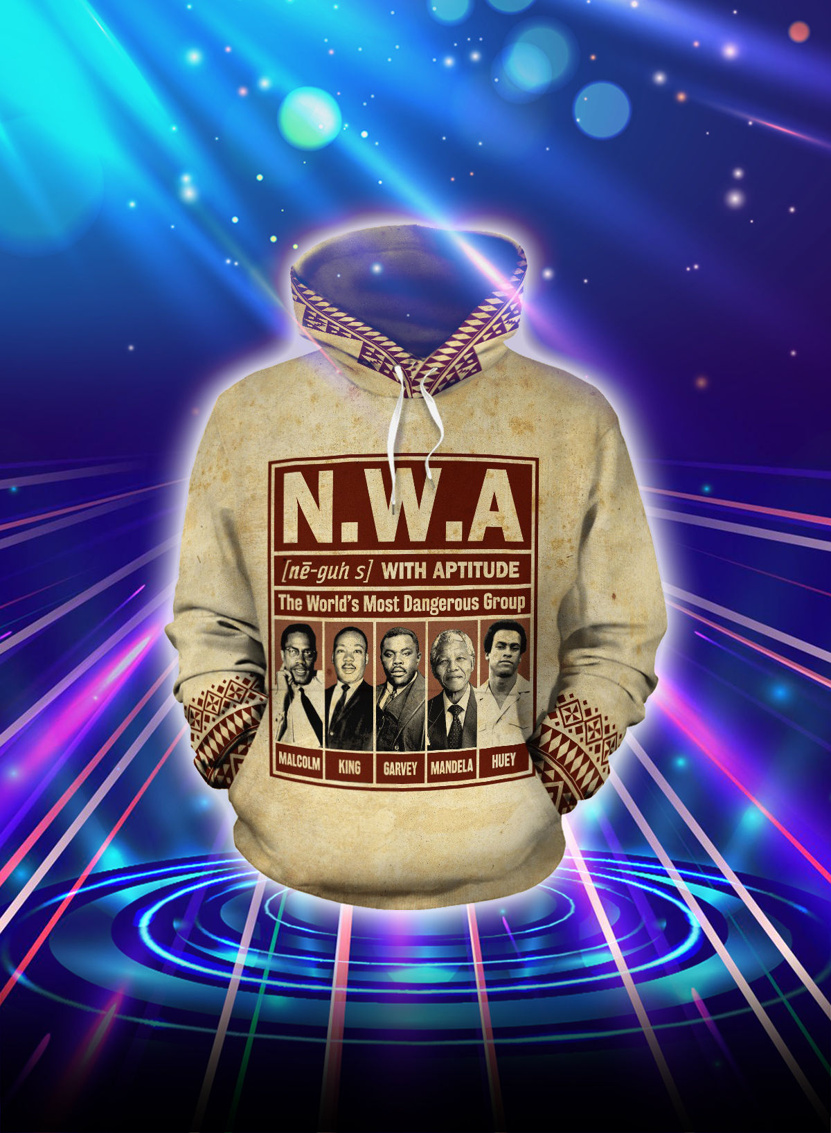 NWA the world's most dangerous group all over printed hoodie - Front