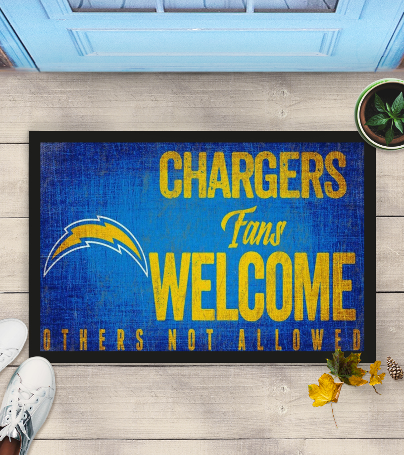 Los Angeles Chargers fans welcome others not allowed doormat