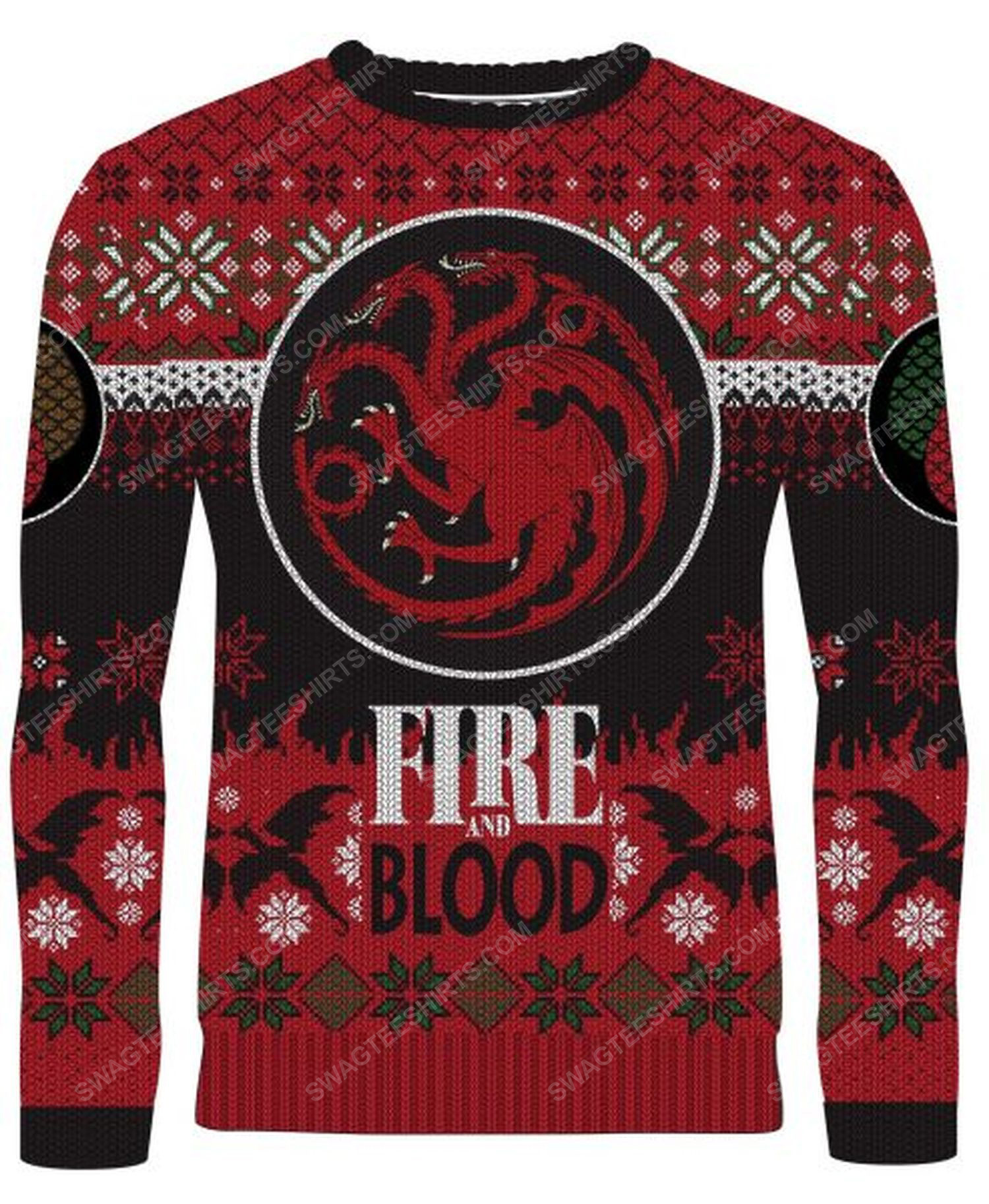 [special edition] Game of thrones fire and blood targaryen full print ugly christmas sweater – maria