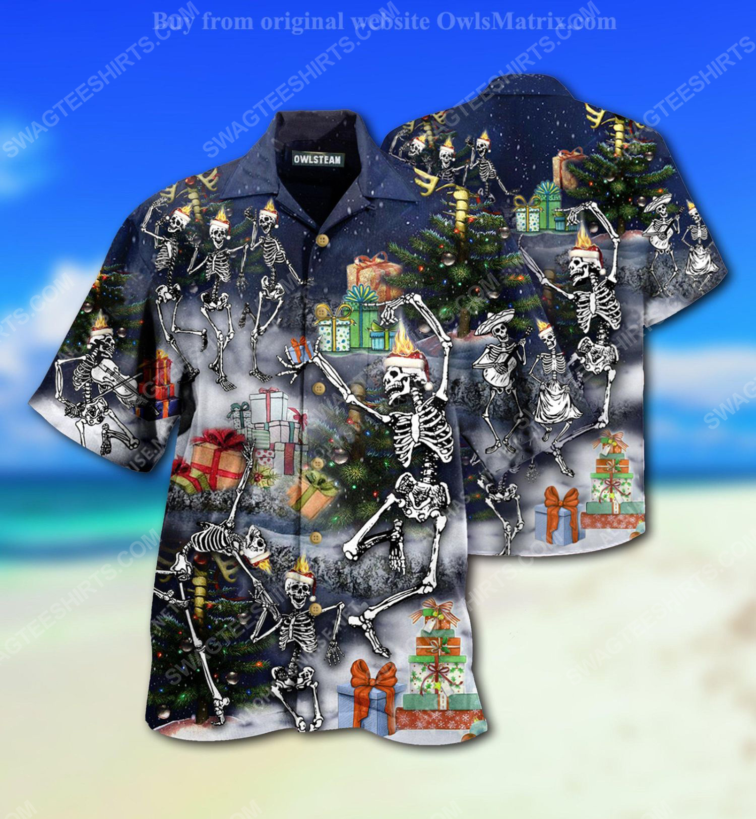 [special edition] Christmas holiday skull dancing full print hawaiian shirt – maria