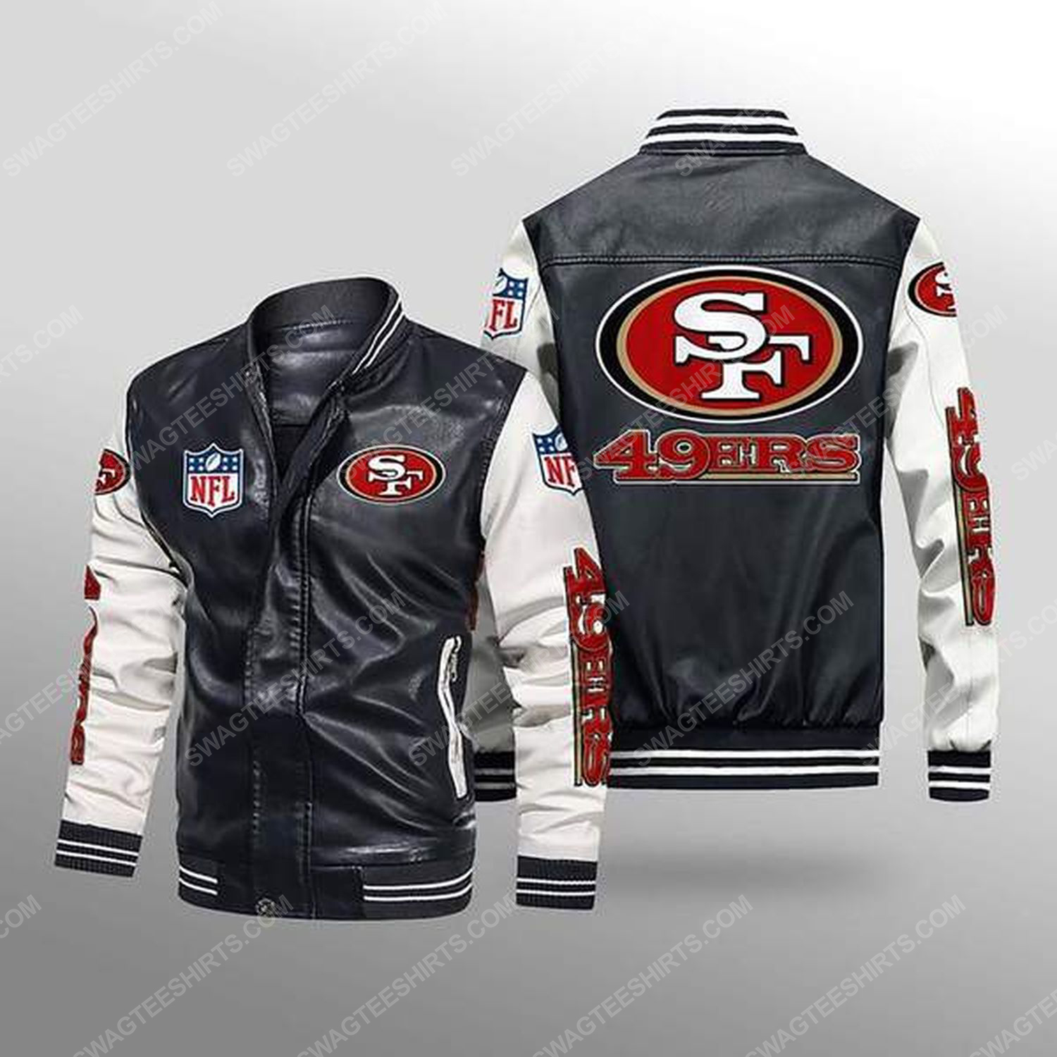 [special edition] San francisco 49ers all over print leather bomber jacket – maria