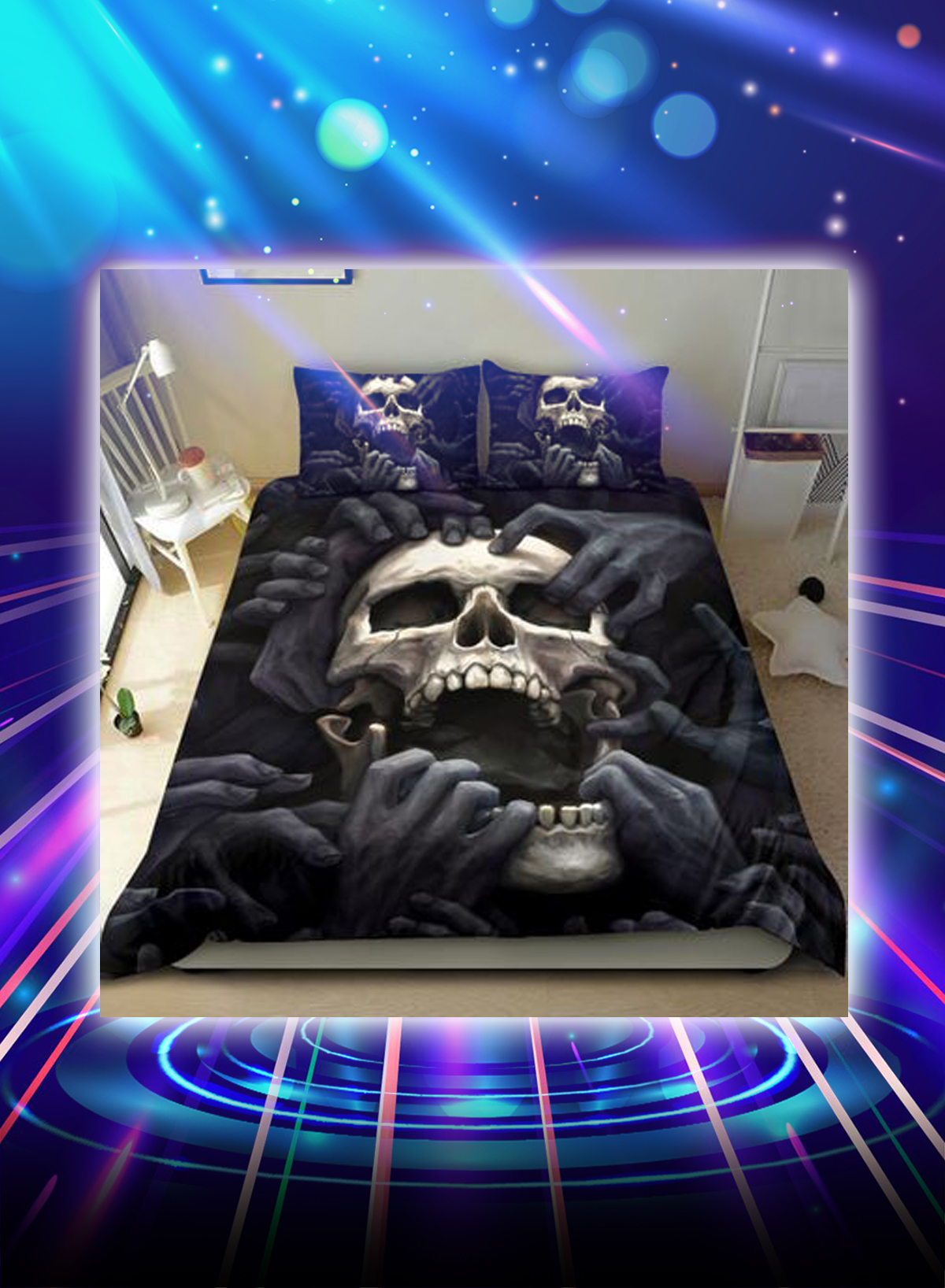 Screaming dark skull bedding set
