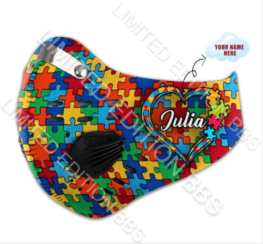 Autism custom personalized name filter face mask – LIMITED EDITION