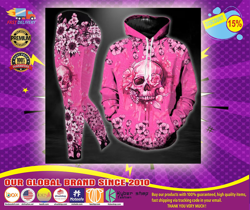 Skull Breast Cancer Warrior hoodie and legging1