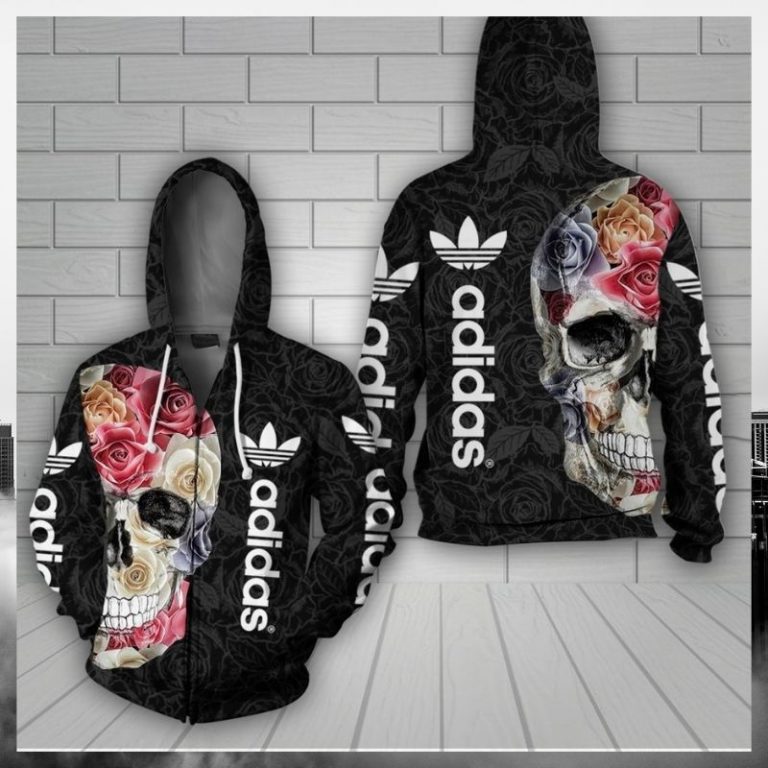 Skull Flower Adidas hoodie 1