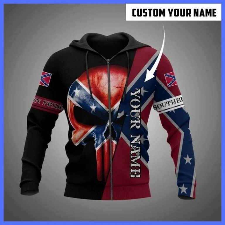 Skull southern confederate flag custom personalized 3d hoodie (2)