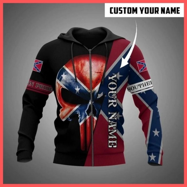 Skull southern confederate flag custom personalized 3d hoodie (3)