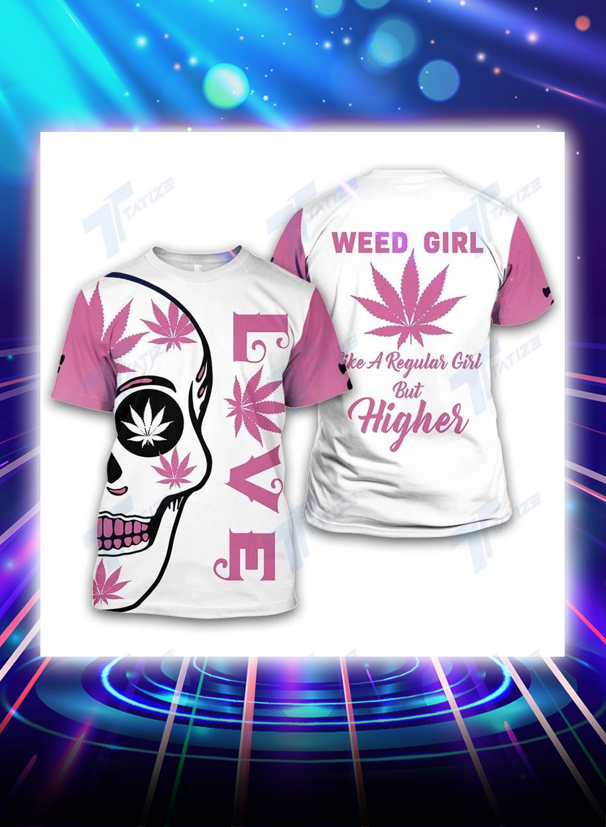 Skull weed girl like a regular girl but higher all over printed shirt and hoodie