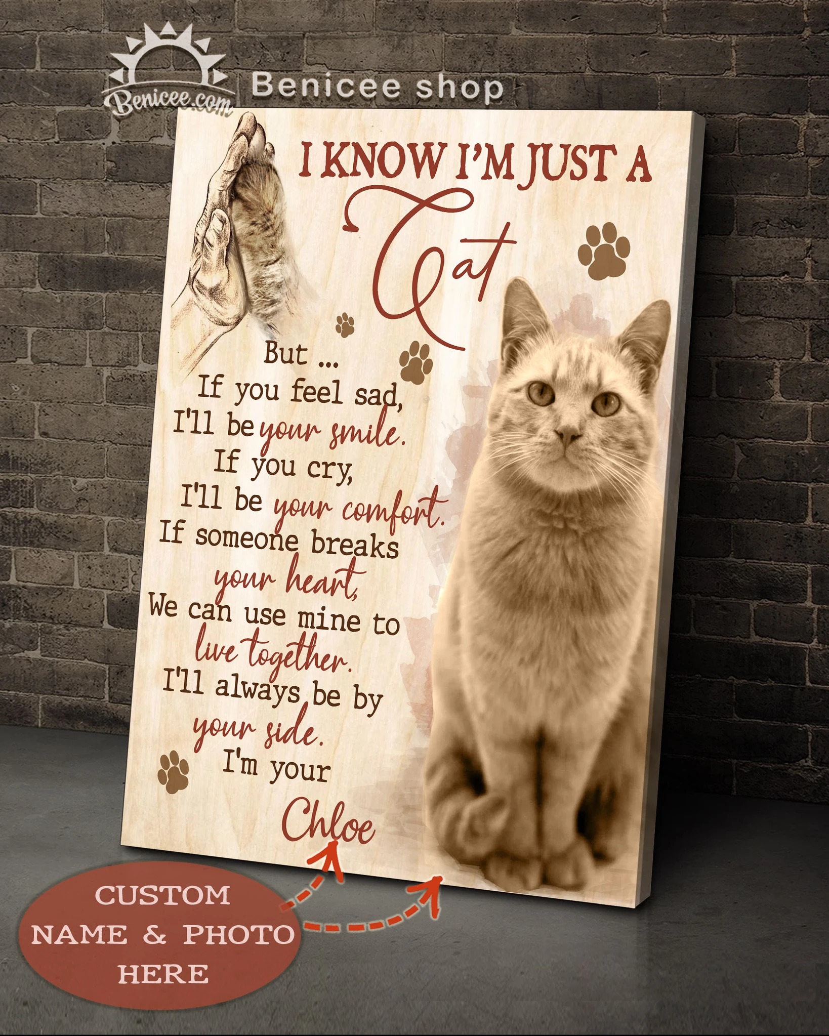 Custom photo and name i know i'm just a cat canvas prints 2