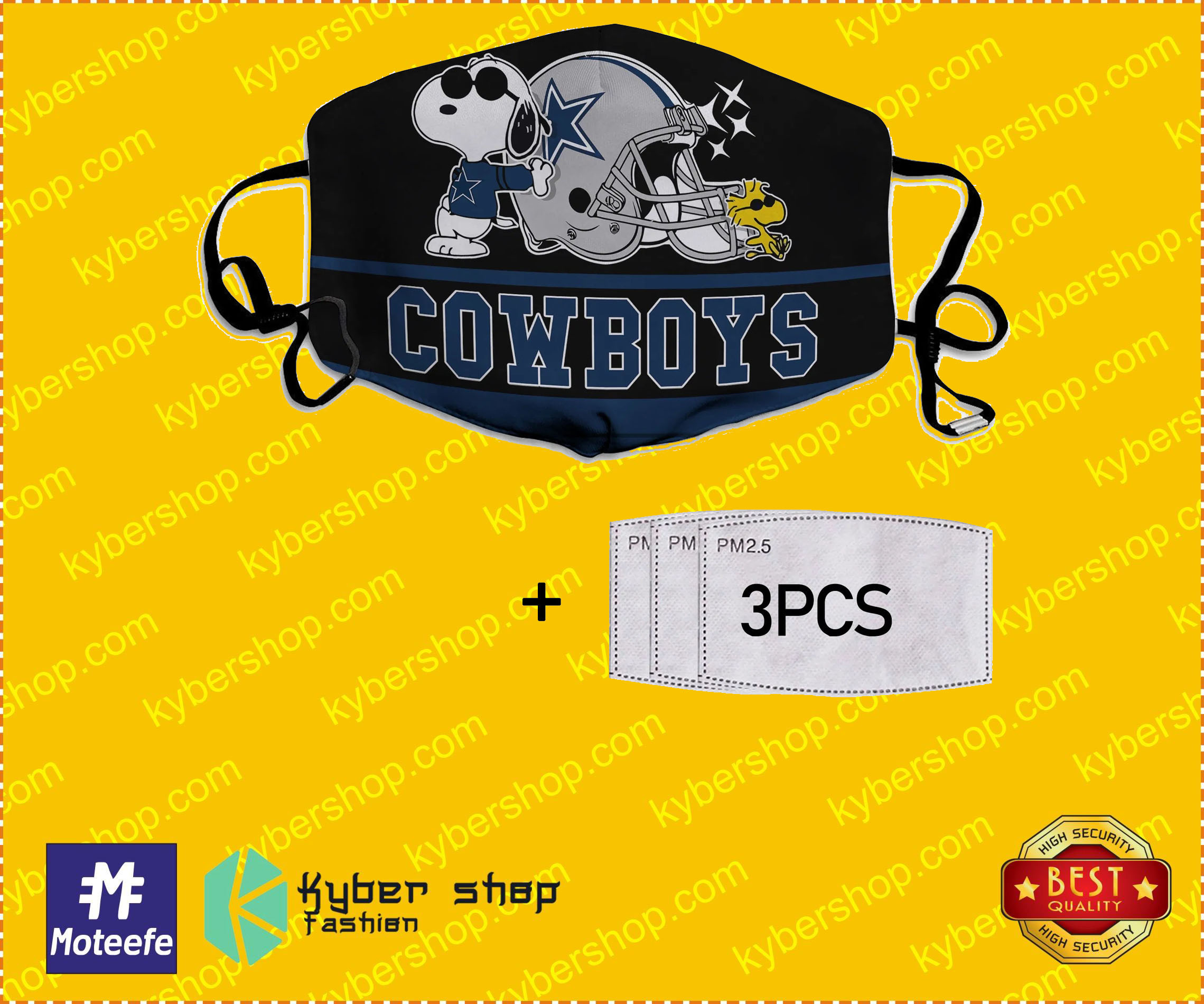 Snoopy Joe Cool Dallas Cowboys Face Mask