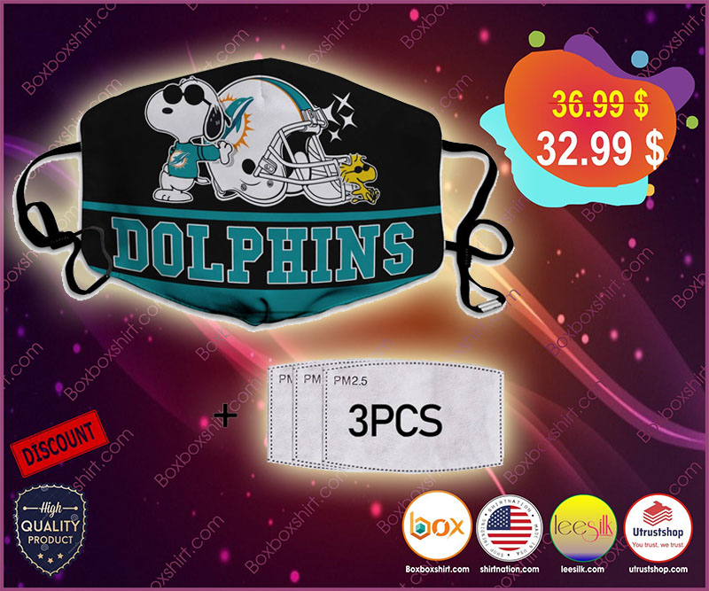 Snoopy Joe Cool Miami Dolphins Face Mask