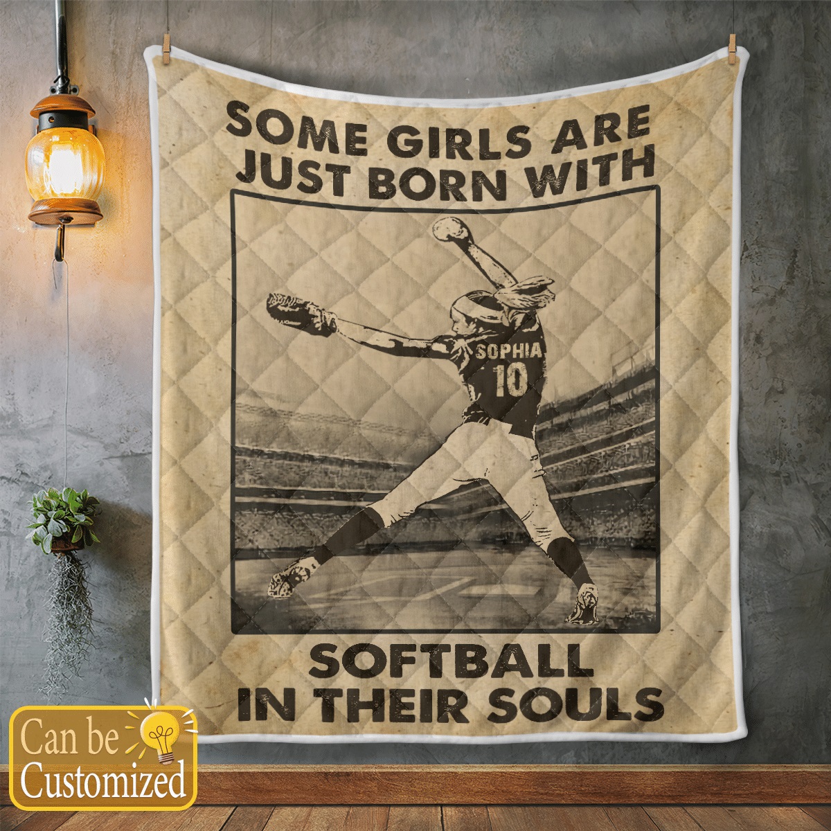 Some girls are just born with softball in their souls custom name and number quilt Style 2 – Saleoff 300921