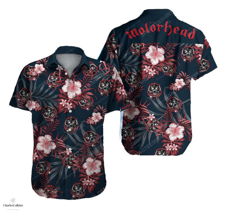 Floral motorhead rock band summer vacation hawaiian shirt 1