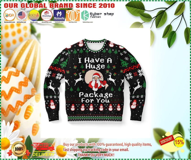 Santa Clause Huge package christmas sweater 1