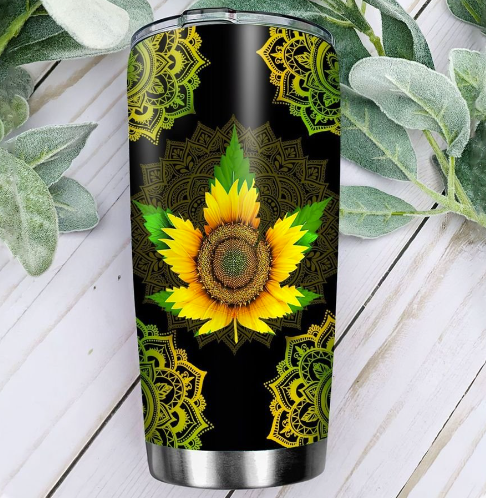 Sunflower Cannabis mandala tumbler 2