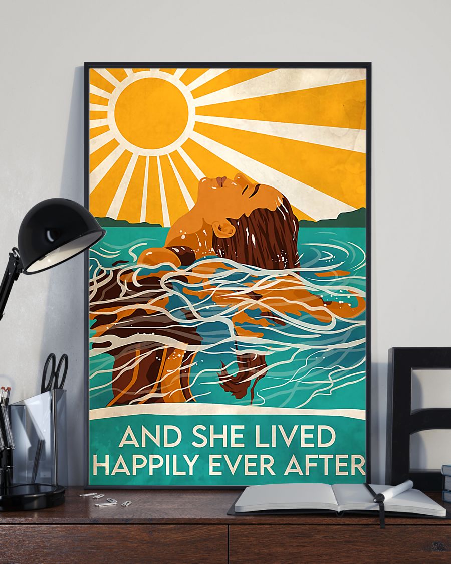 Swimming And She Lived Happily Ever After Portrait Satin Poster No Framed