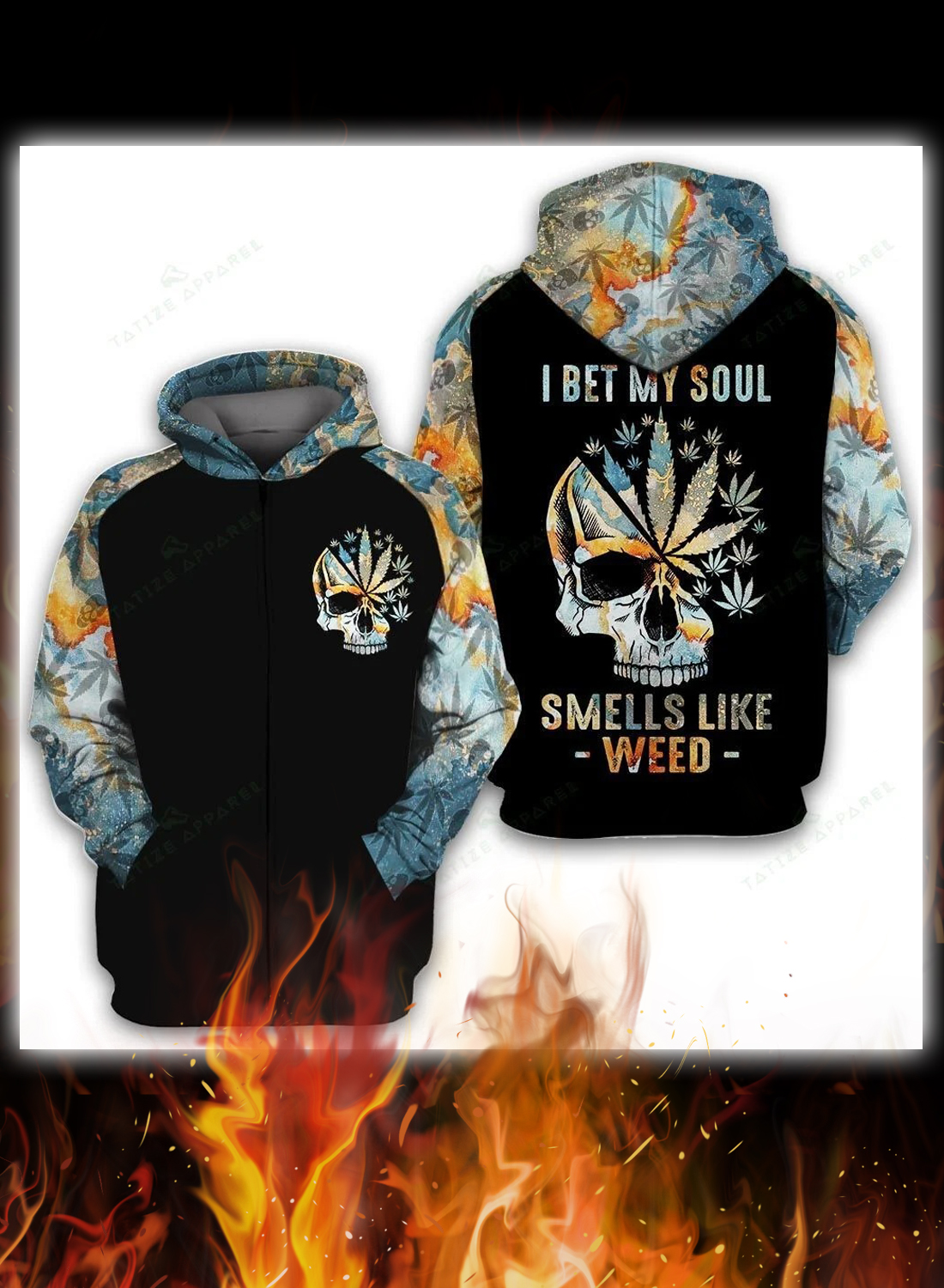 Skull I bet my soul smells like weed 3d hoodie, shirt 4