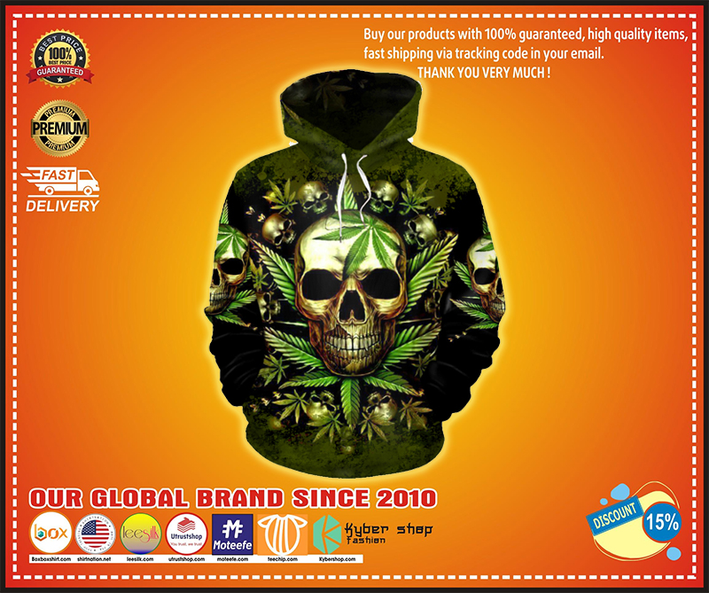 Skull King weedy in green hoodie 3D 2