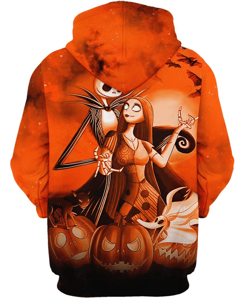 Jack Skelington and Sally pumpkin Halloween night 3d shirt, hoodie 6