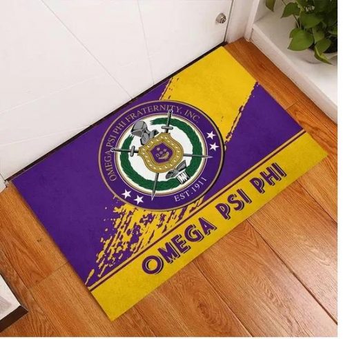 1-Omega Psi Phi 1911 Emblem Old Gold and Royal Purple Doormat (6)