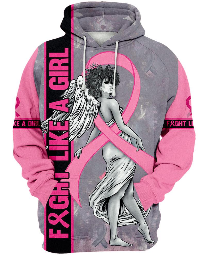 Fight like a girl angel breast cancer awareness hoodie