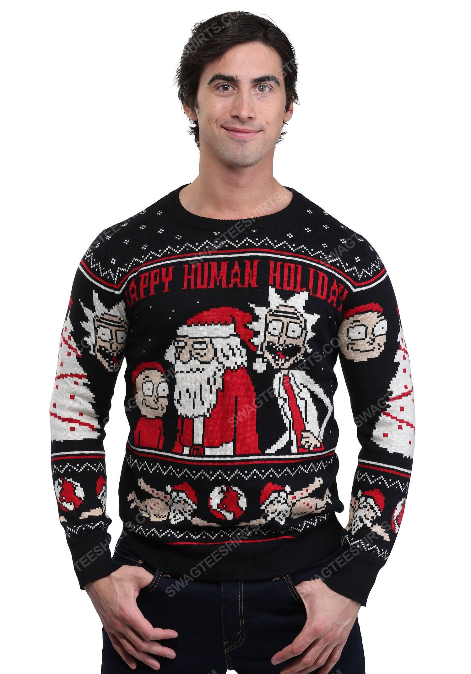 Tv show rick and morty happy human holiday ugly christmas sweater 1 - Copy (2)