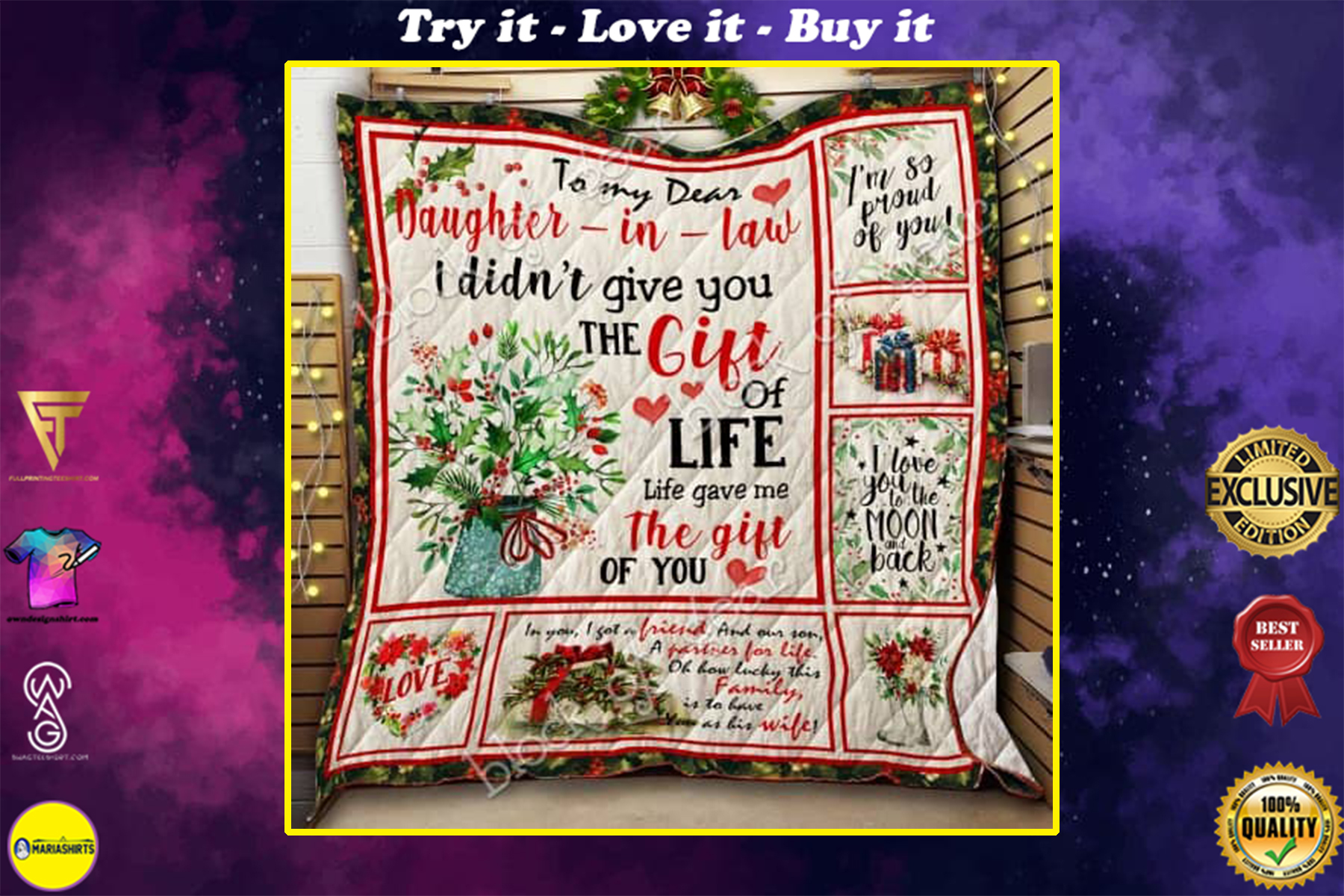 to my dear daughter in law i didnt give you a gift of life quilt