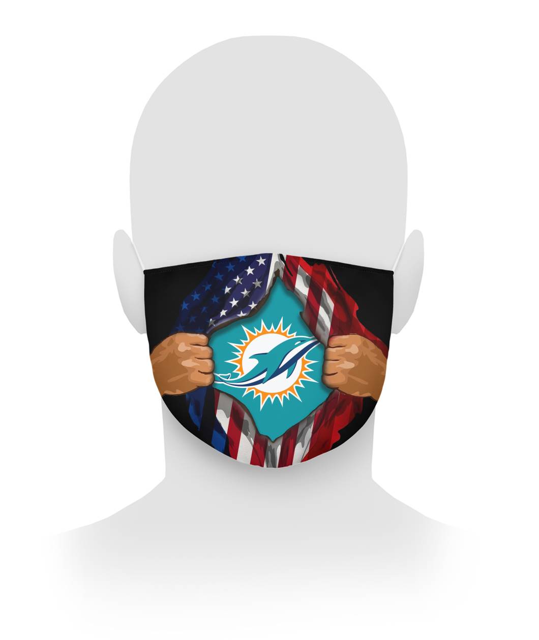 Miami dolphins inside me american flag face mask - detail