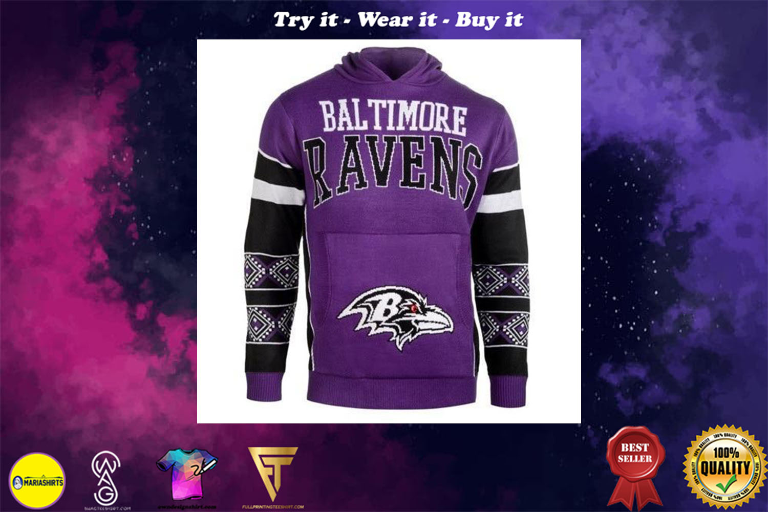 [special edition] the baltimore ravens nfl full over print shirt – maria