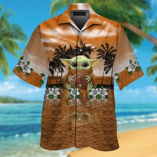 Texas Longhorns Baby Yoda Hawaiian Shirt, Short1