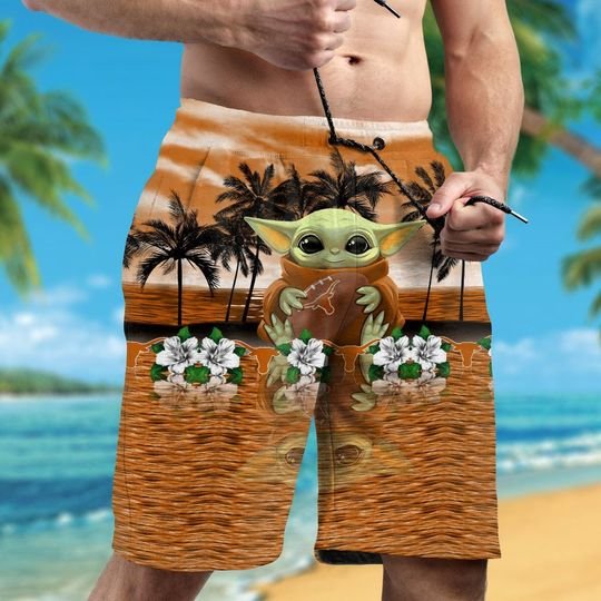 Texas Longhorns Baby Yoda Hawaiian Shirt, Short2