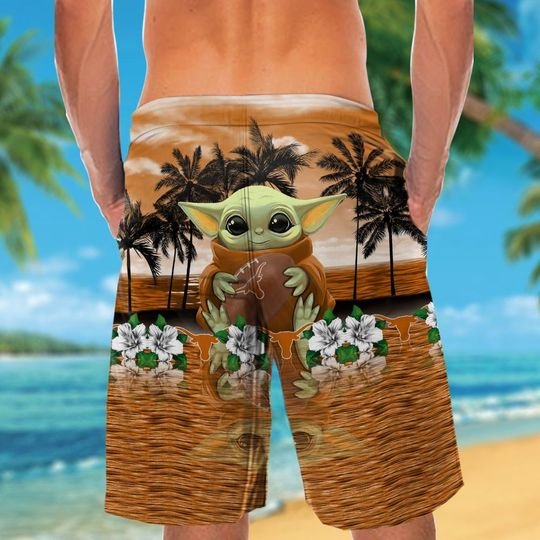 Texas Longhorns Baby Yoda Hawaiian Shirt, Short3