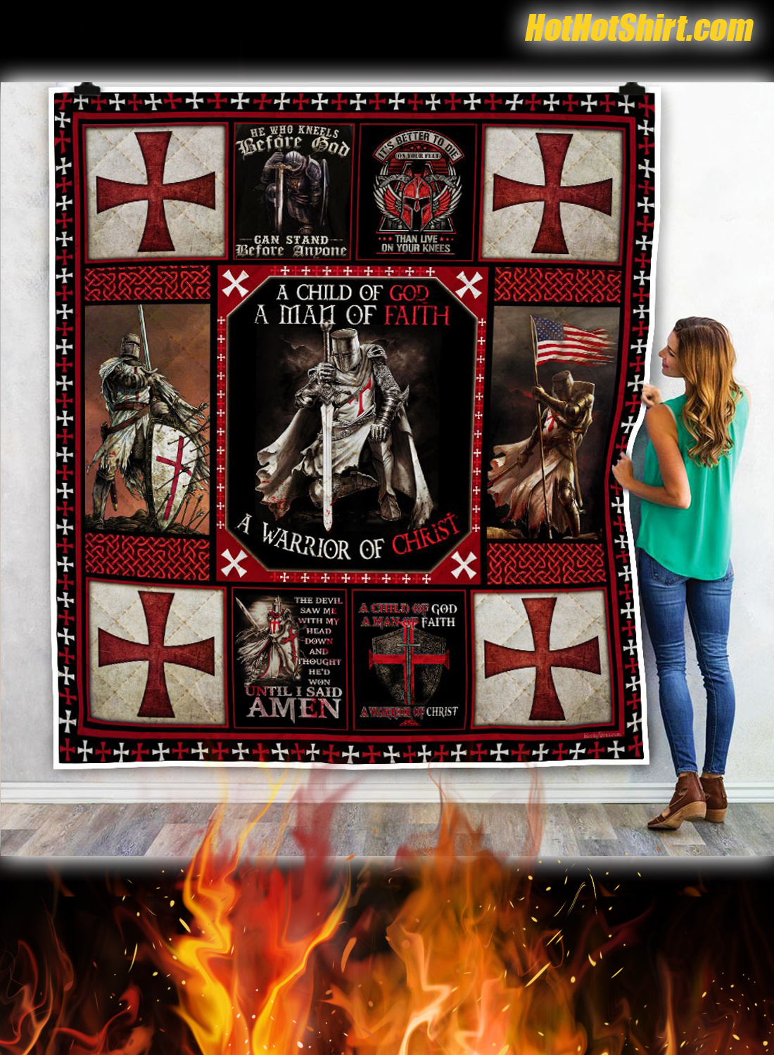 The Knights Templar Christian Warrior Quilt Blanket 1