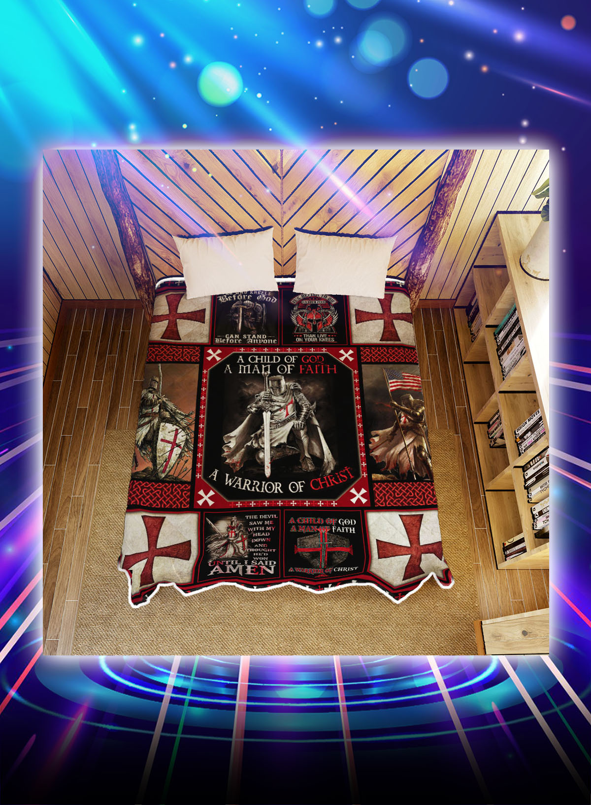 The knights templar a warrior of christ quilt blanket - Picture 1