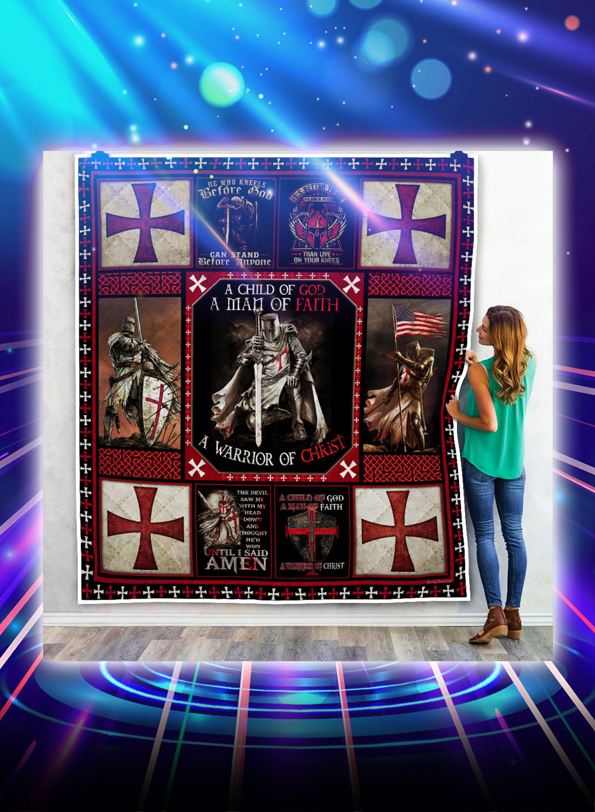 The knights templar a warrior of christ quilt blanket