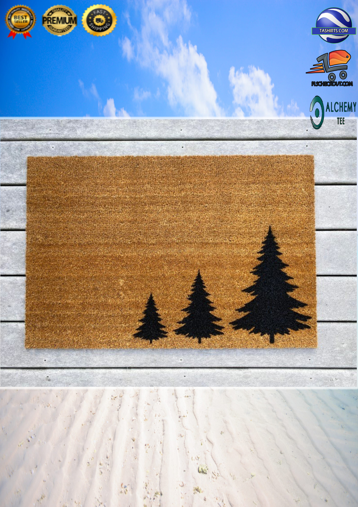 Three Pine Tree Coir Doormat