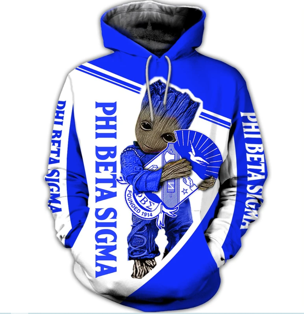 Groot hug Phi Beta Sigma all over printed 3D hoodie 1