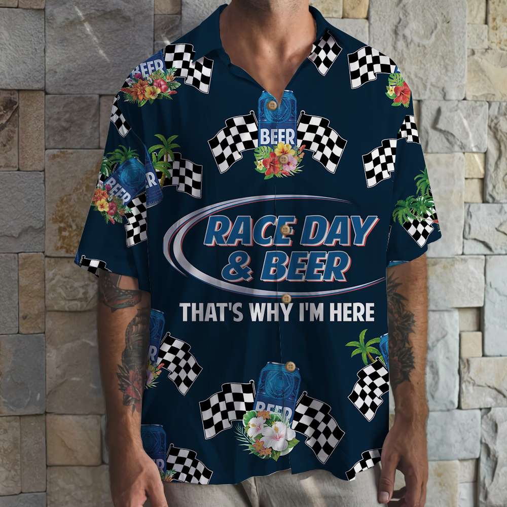 Track Racing Race Day And Beer Hawaiian Shirt 1