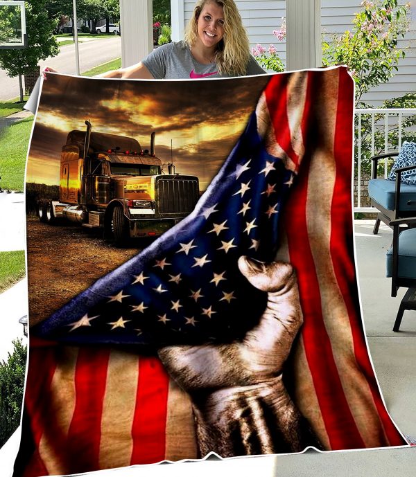 Trucker American Flag Blanket