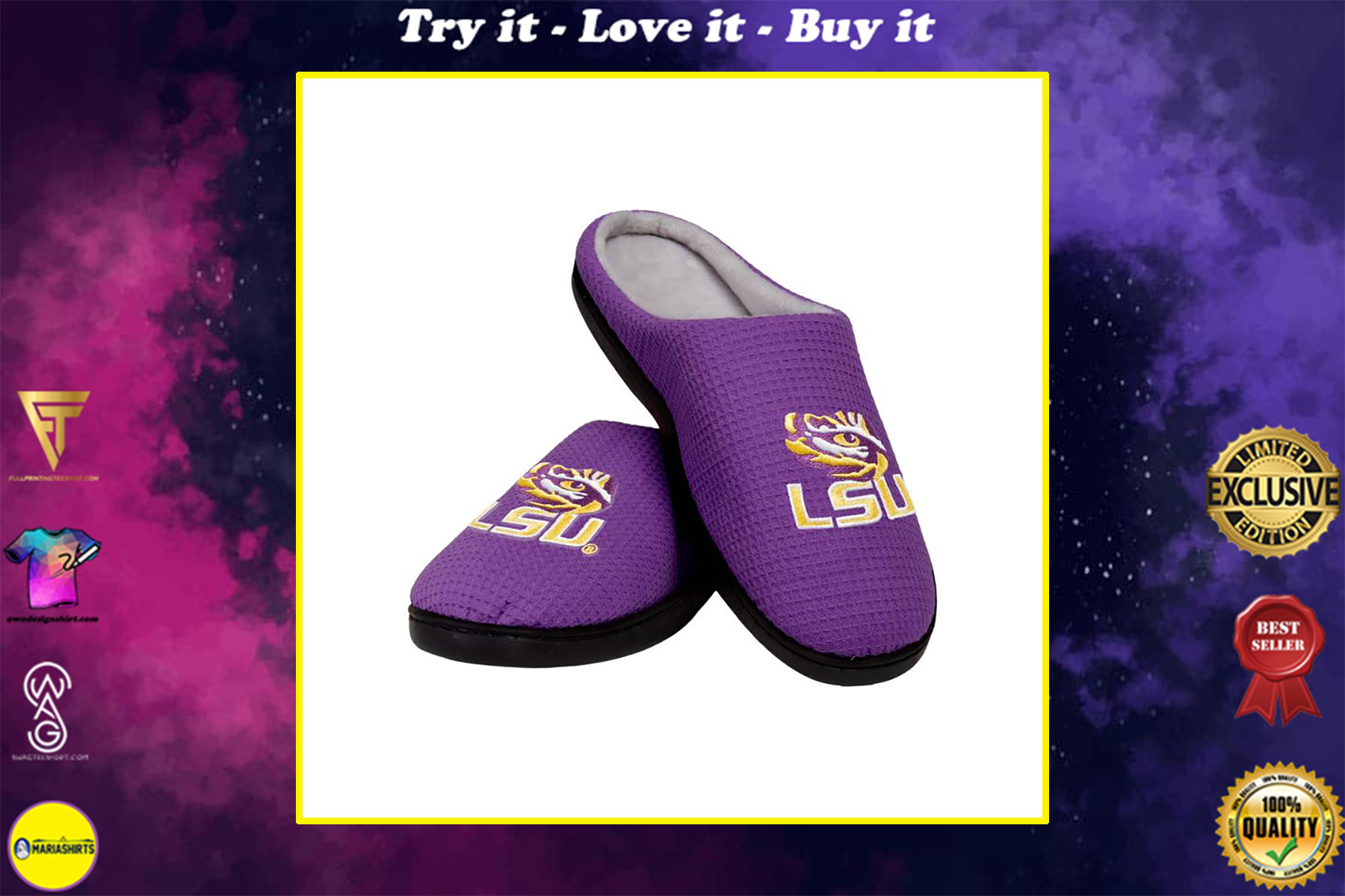 [special edition] lsu tigers football full over printed slippers – maria