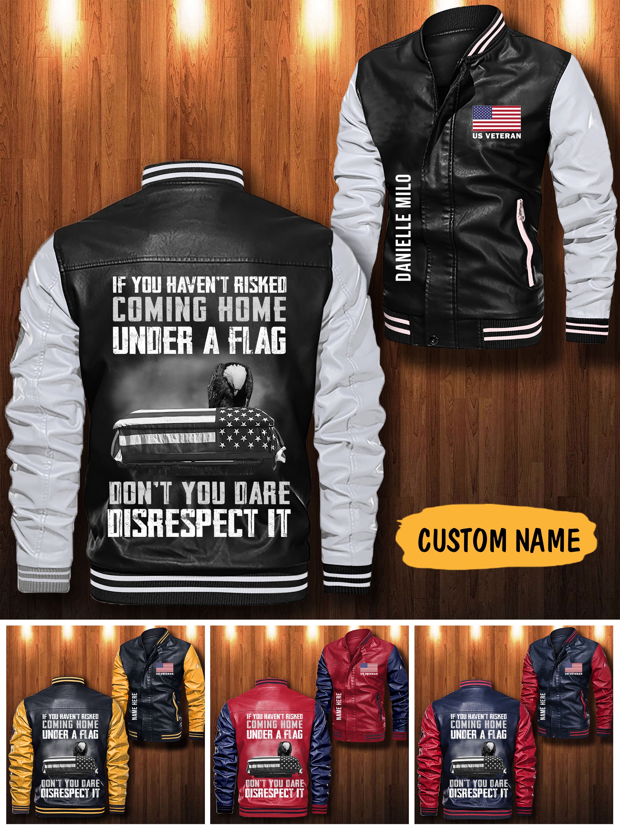 US veteran eagle custom personalized Leather Bomber Jacket – LIMITED EDITION