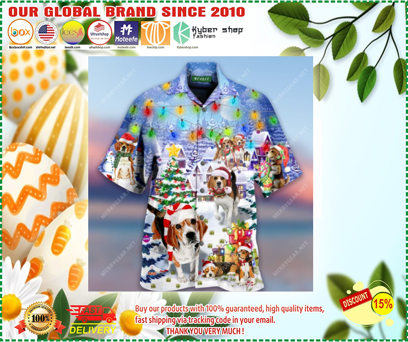 Merry Beagle Christmas Unisex Hawaiian Shirt 1